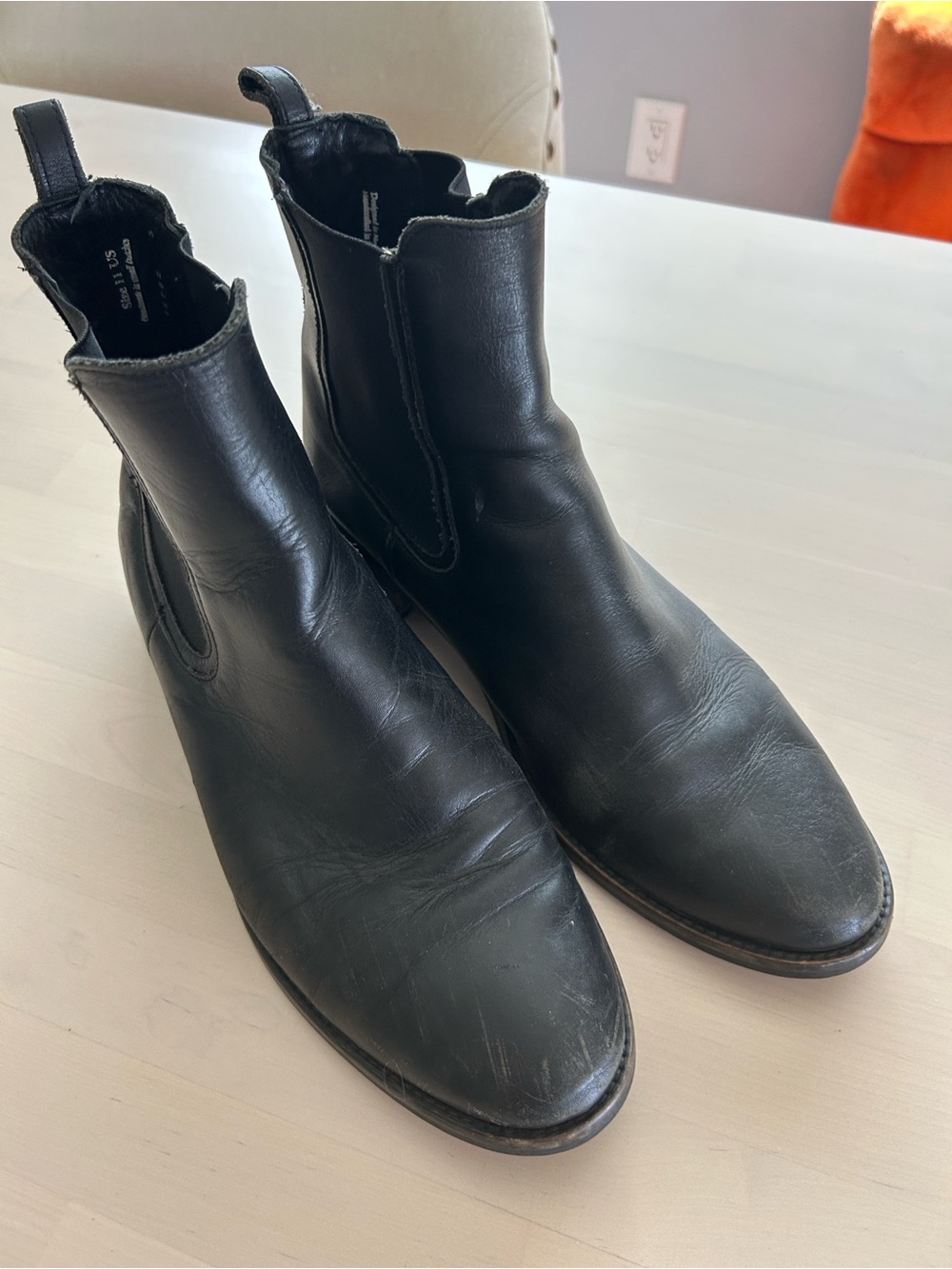 Black Leather Chelsea Boots - women